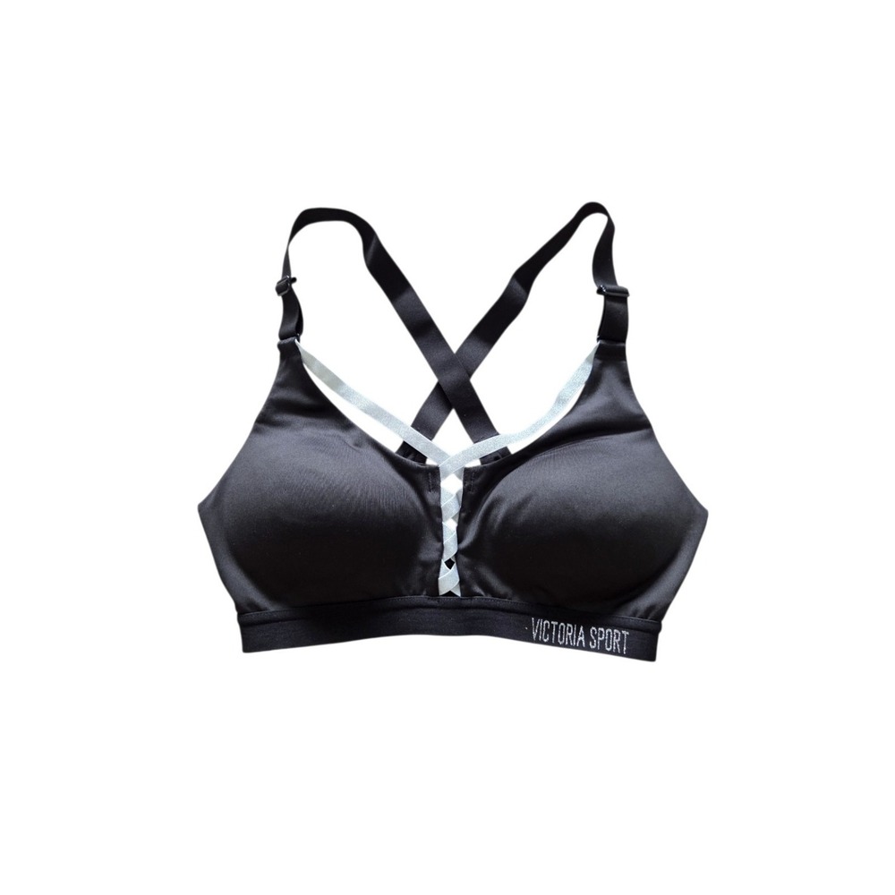 Victoria's Secret Incredible Sport Bra 32C Wireless‎ Black Strappy Max Support
